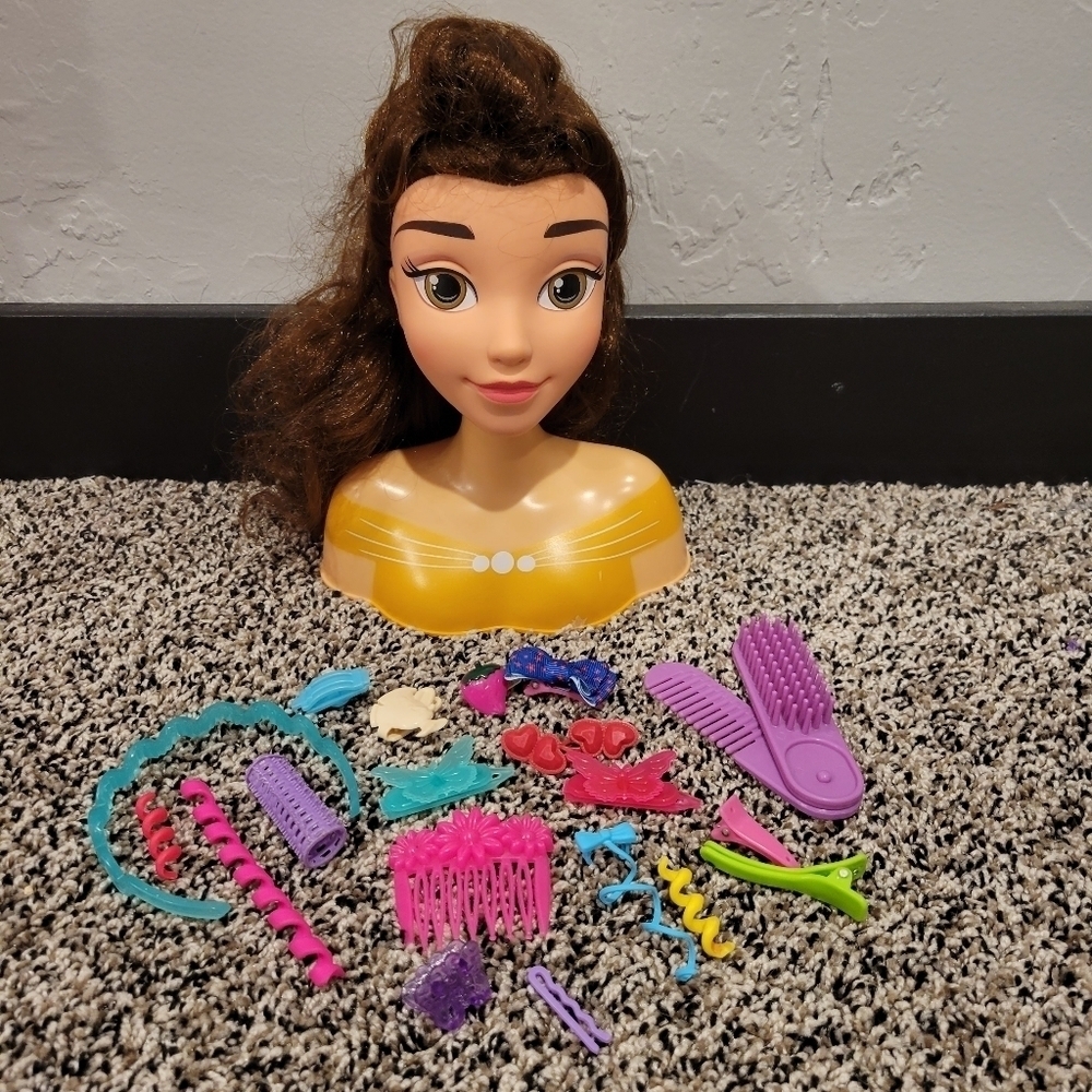 Disney Belle Styling Doll Head Hair with Accessories Brush Comb Clips